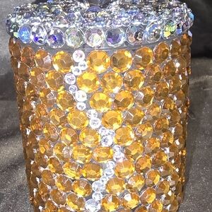 Crystal Embellished Gold and Silver Candle Holder